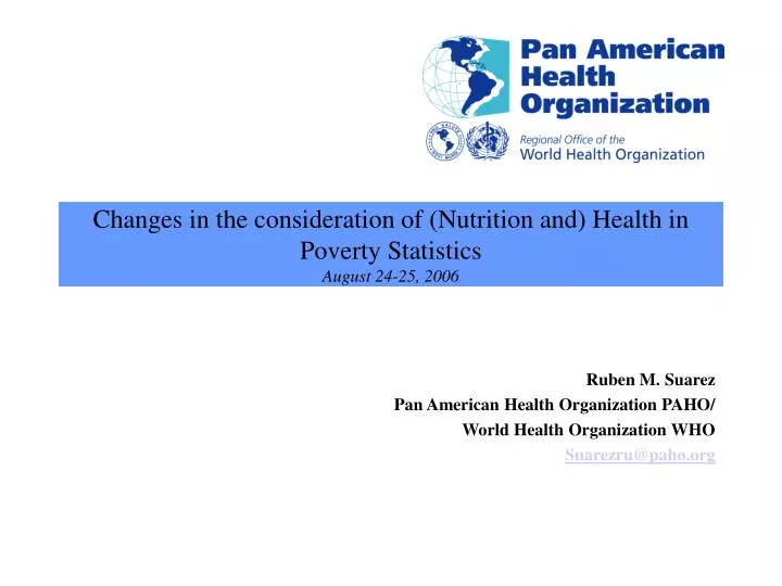 changes in the consideration of nutrition and health in poverty statistics august 24 25 2006