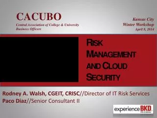 Risk Management and Cloud Security