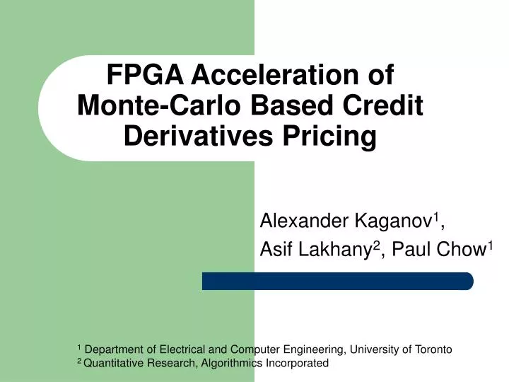 fpga acceleration of monte carlo based credit derivatives pricing