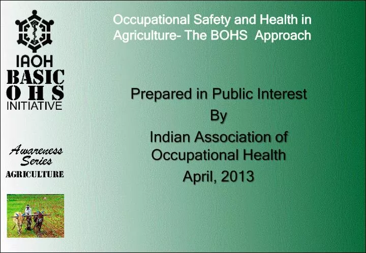 occupational safety and health in agriculture the bohs approach