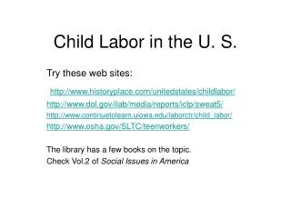 Child Labor in the U. S.