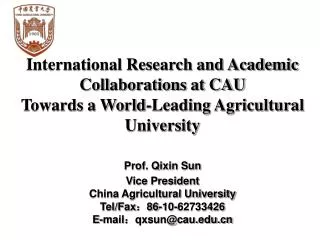 International Research and Academic Collaborations at CAU