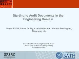Starting to Audit Documents in the Engineering Domain