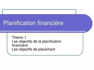 planification financi re