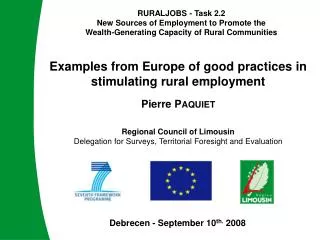 RURALJOBS - Task 2.2 New Sources of Employment to Promote the