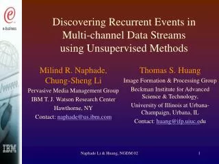 Discovering Recurrent Events in Multi-channel Data Streams using Unsupervised Methods