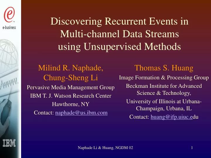 discovering recurrent events in multi channel data streams using unsupervised methods