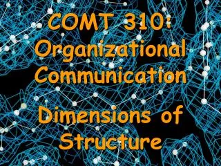 COMT 310: Organizational Communication Dimensions of Structure