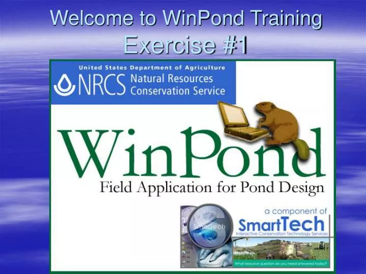 welcome to winpond training exercise 1