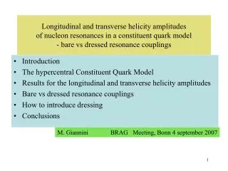 Introduction The hypercentral Constituent Quark Model