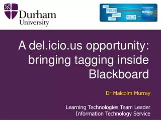 A del.icio opportunity: bringing tagging inside Blackboard