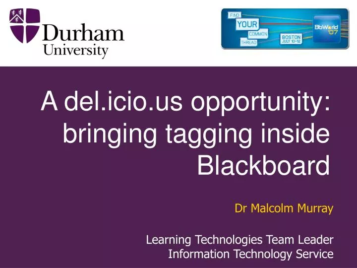 a del icio us opportunity bringing tagging inside blackboard