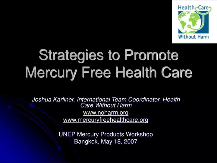 strategies to promote mercury free health care