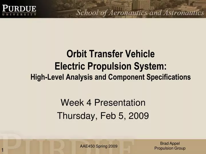 orbit transfer vehicle electric propulsion system high level analysis and component specifications