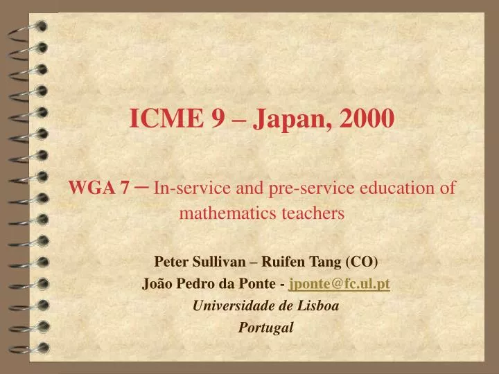 icme 9 japan 2000 wga 7 in service and pre service education of mathematics t eacher s