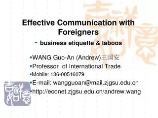 Effective Communication with Foreigners - business etiquette &amp; taboos