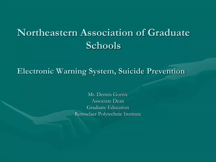 northeastern association of graduate schools electronic warning system suicide prevention
