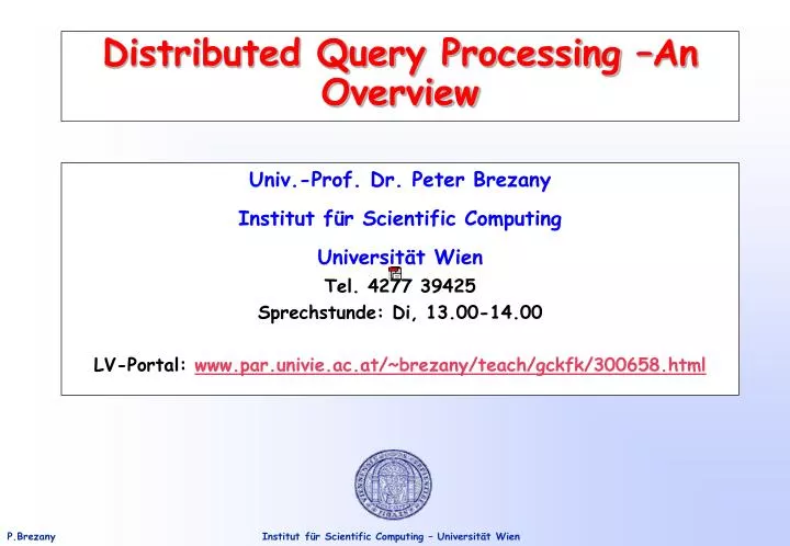 distributed query processing an overview