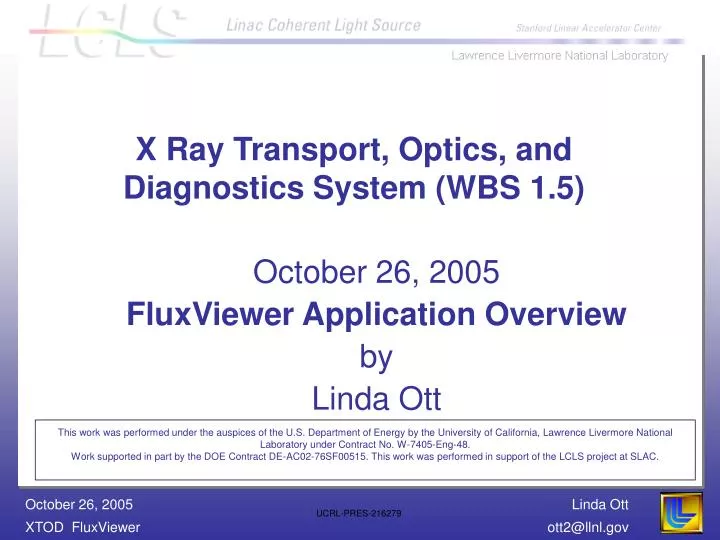 x ray transport optics and diagnostics system wbs 1 5
