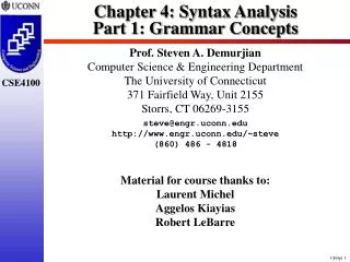 Chapter 4: Syntax Analysis Part 1: Grammar Concepts