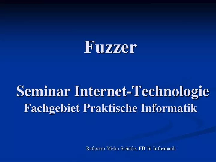 fuzzer seminar internet technologie fachgebiet praktische informatik