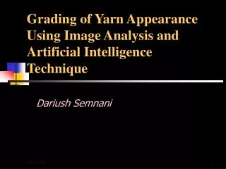 Grading of Yarn Appearance Using Image Analysis and Artificial Intelligence Technique