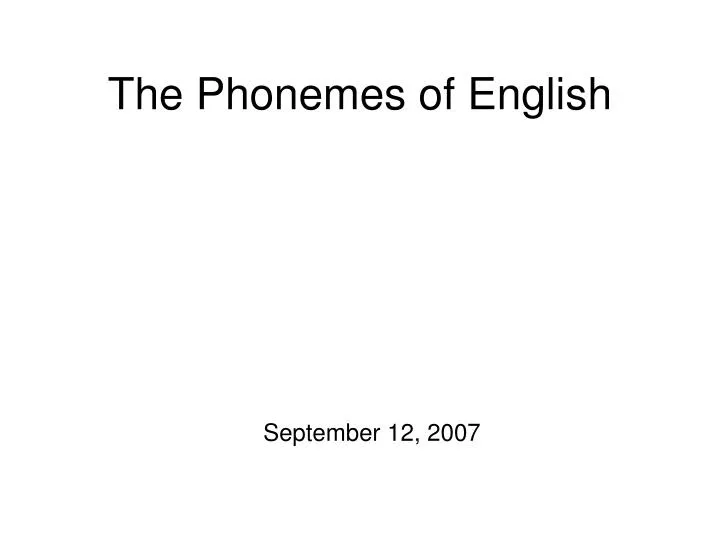 the phonemes of english