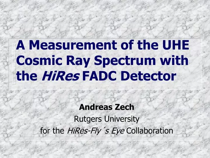 a measurement of the uhe cosmic ray spectrum with the hires fadc detector