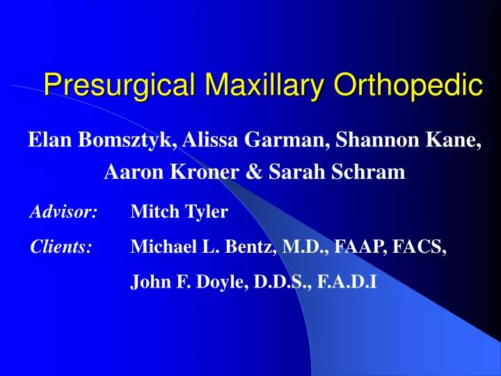 presurgical maxillary orthopedic