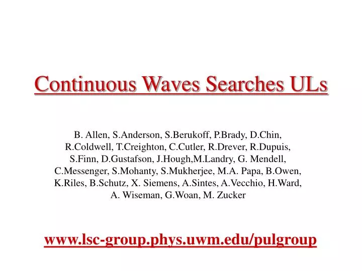 continuous waves searches uls
