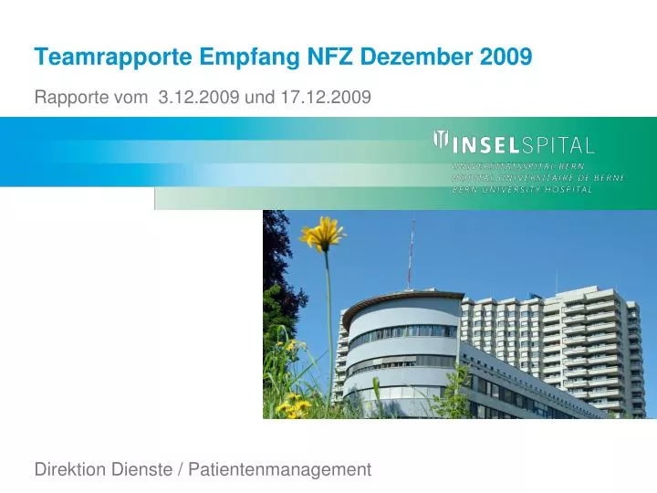 teamrapporte empfang nfz dezember 2009