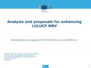 Analysis and proposals for enhancing LULUCF MRV