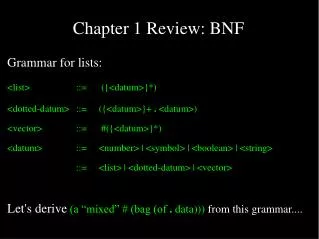 Chapter 1 Review: BNF