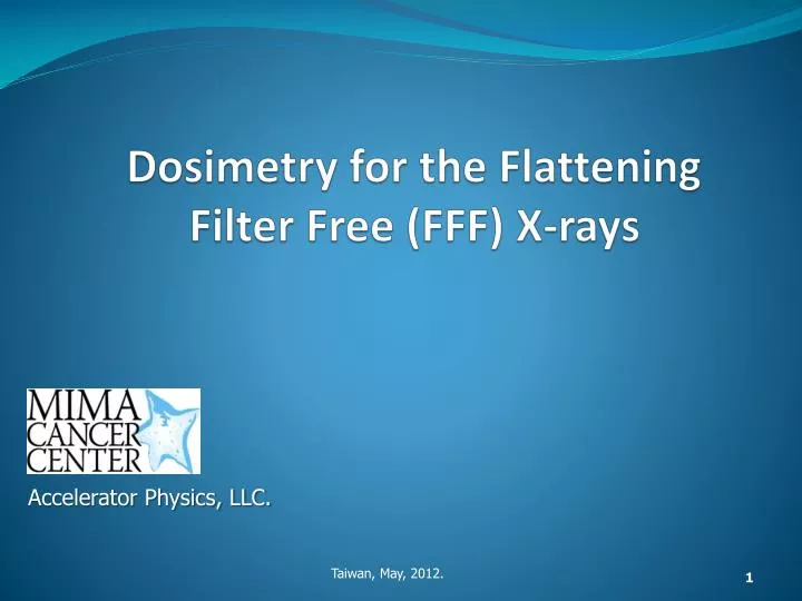 dosimetry for the flattening filter free fff x rays