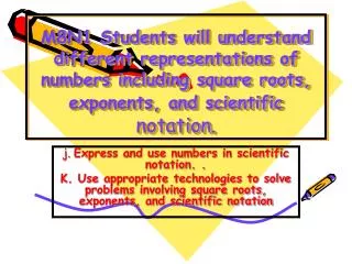 j. Express and use numbers in scientific notation. .