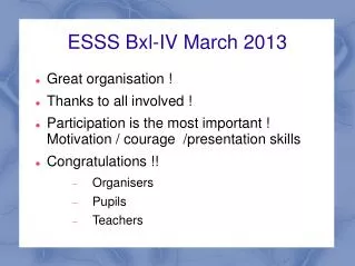 ESSS Bxl-IV March 2013