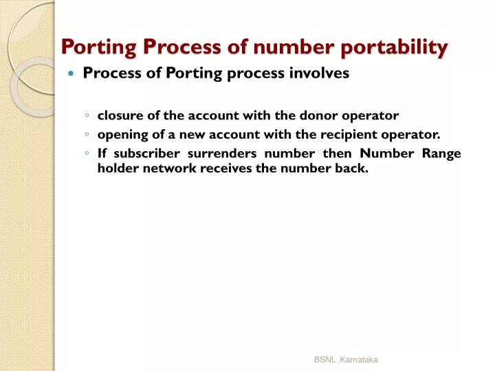 porting process of number portability
