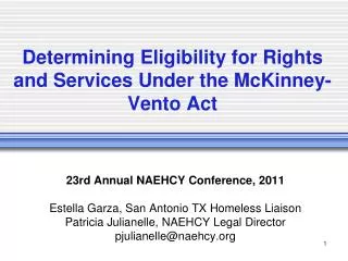 Determining Eligibility for Rights and Services Under the McKinney-Vento Act