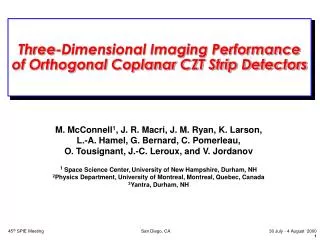 Three-Dimensional Imaging Performance of Orthogonal Coplanar CZT Strip Detectors