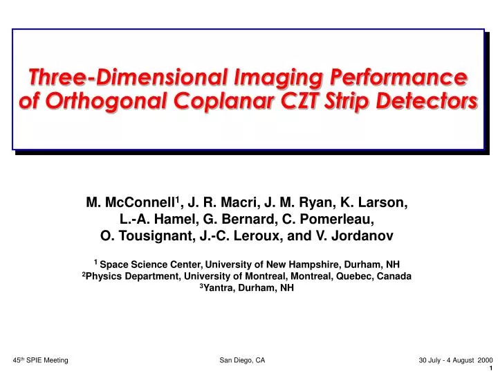 three dimensional imaging performance of orthogonal coplanar czt strip detectors