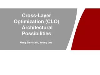 Cross-Layer Optimization (CLO) Architectural Possibilities