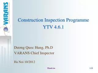 Construction Inspection Programme YTV 4.6.1