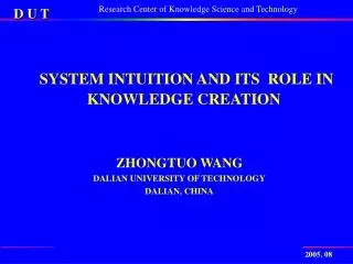 SYSTEM INTUITION AND ITS ROLE IN KNOWLEDGE CREATION