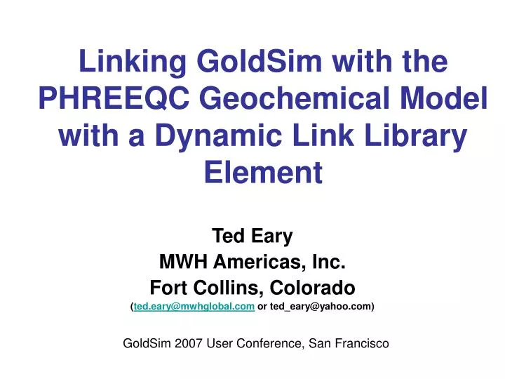 linking goldsim with the phreeqc geochemical model with a dynamic link library element