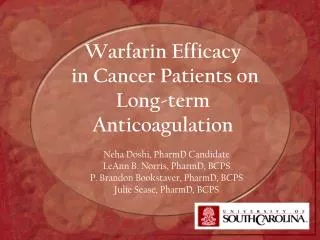 Warfarin Efficacy in Cancer Patients on Long-term Anticoagulation