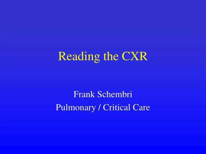 reading the cxr