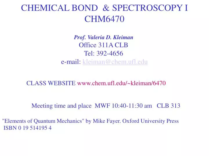 chemical bond spectroscopy i chm6470