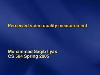 Perceived video quality measurement