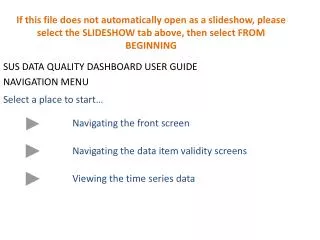 SUS DATA QUALITY DASHBOARD USER GUIDE