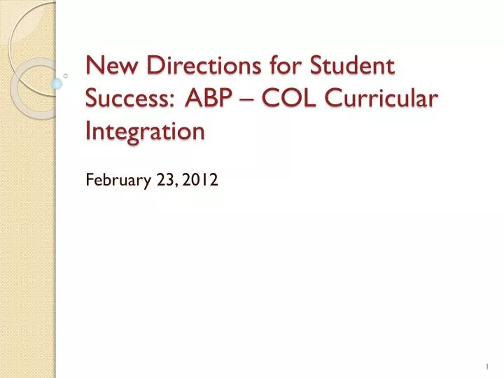 new directions for student success abp col curricular integration